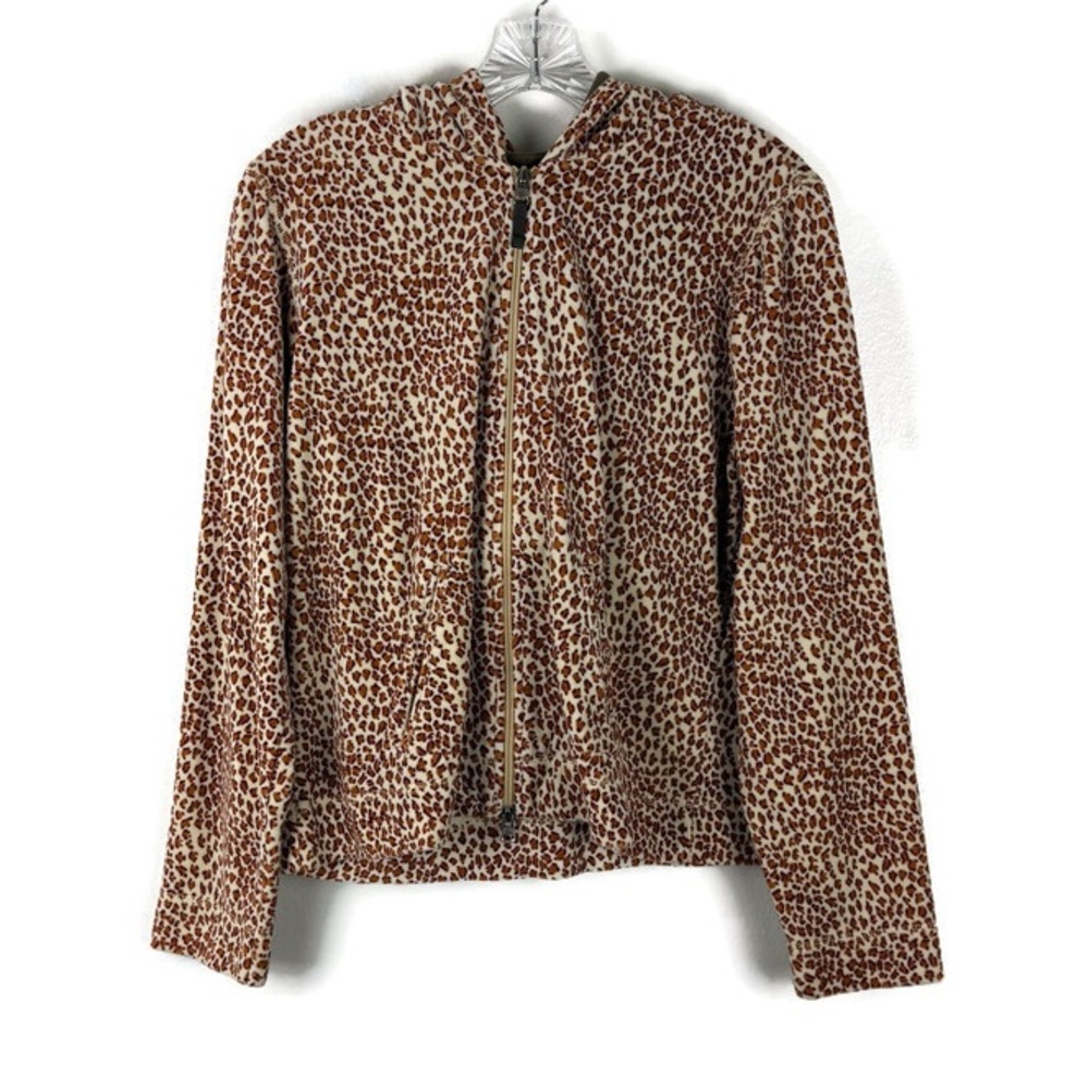 Mureli Sport Vintage Cheetah Print Long Sleeve Zip Up Hoodie in Tan/Orange/Brown